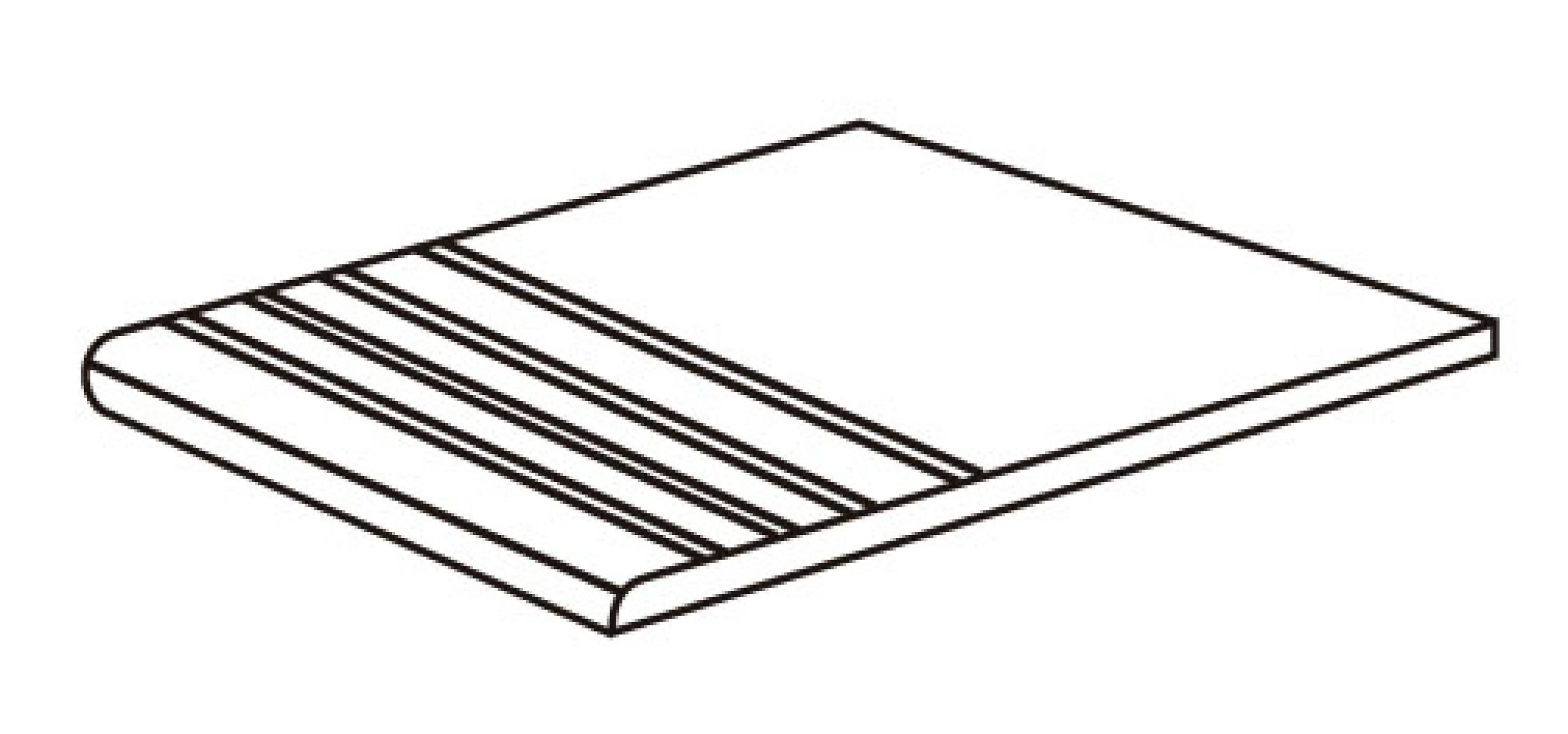 Grooved porcelain step-tread